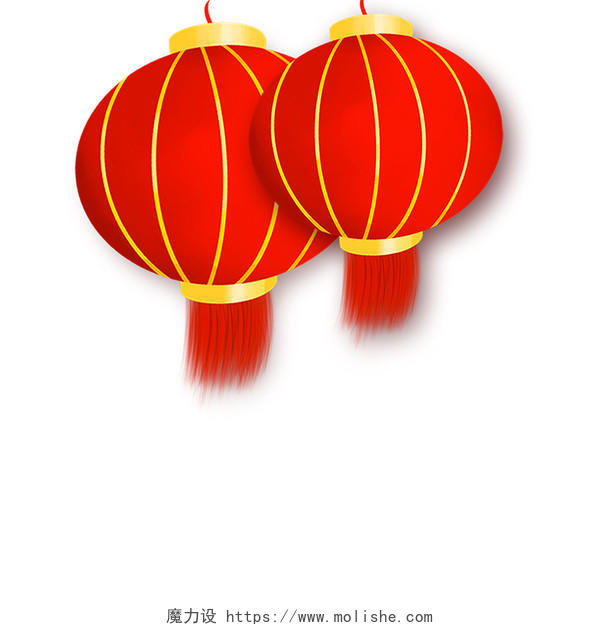 红色手绘卡通古风中国风灯笼挂饰新年春节新春元素PNG素材
